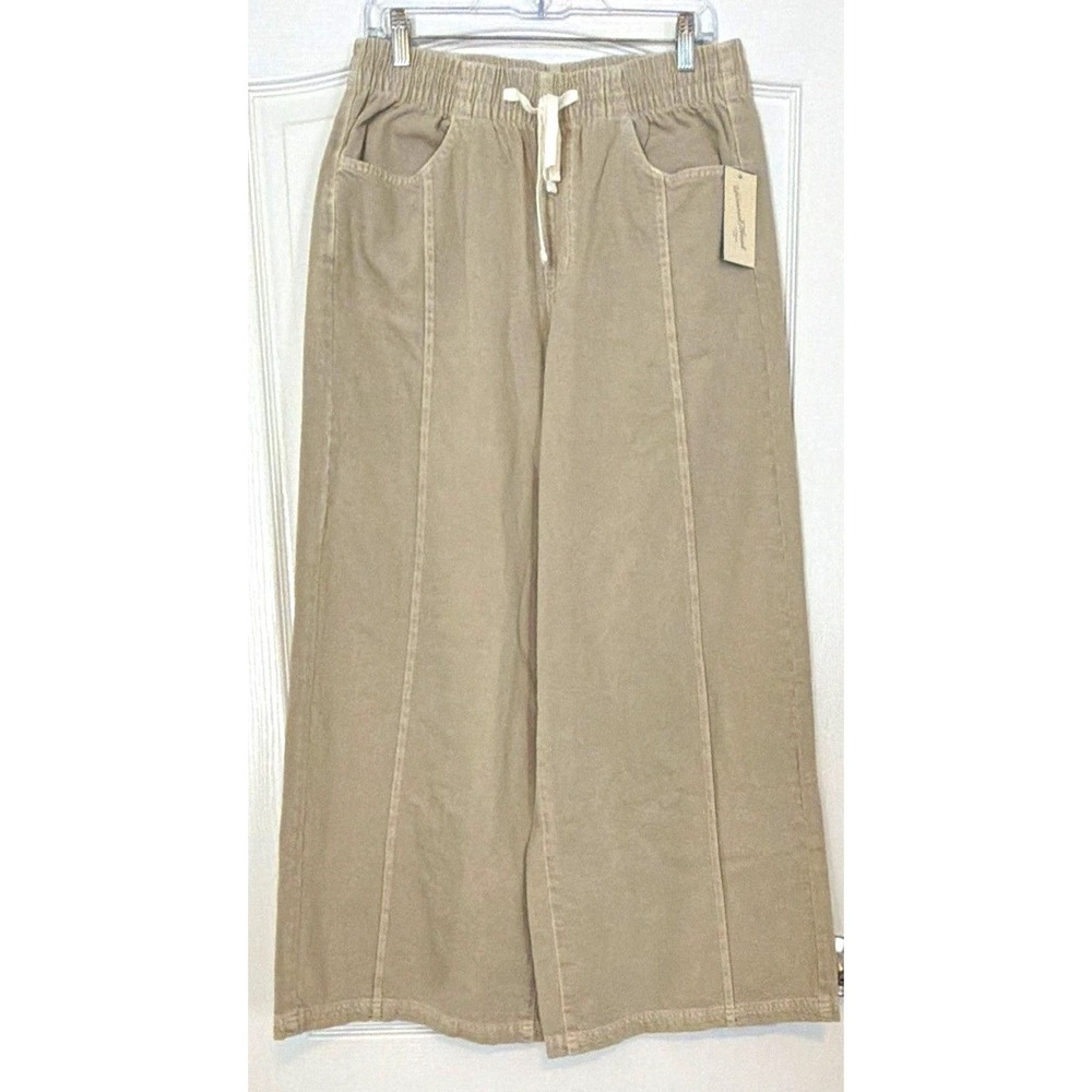 Universal Thread Womens Khaki Wide-Leg Pants Drawstring Pockets Denim Size M NWT